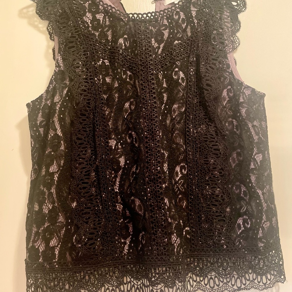Eri + Ali Black Lace Women's Top, Size Large